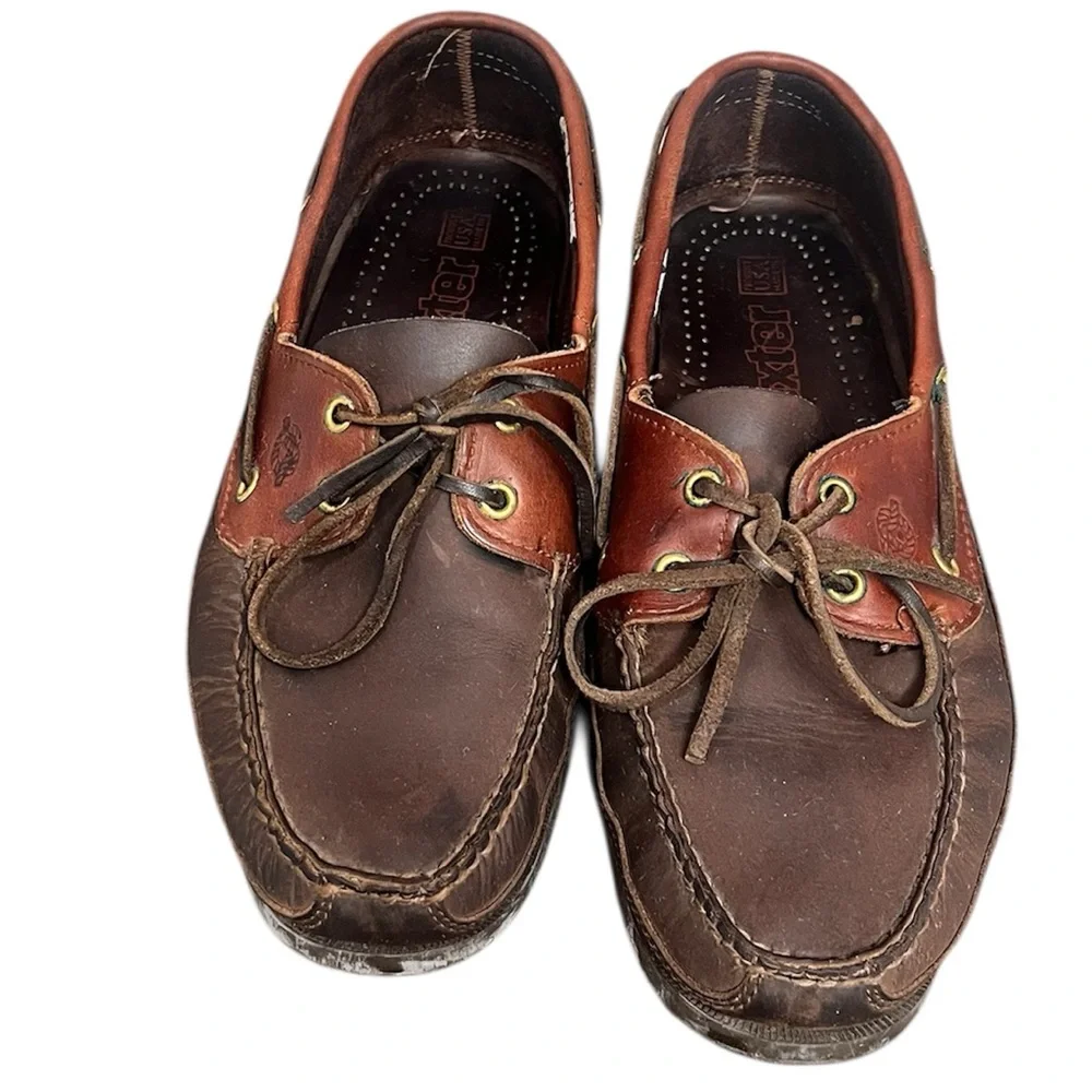 Dexter Navigator Leather Boat Shoes Mens 9 Brown Deck Shoes Preppy Coastal